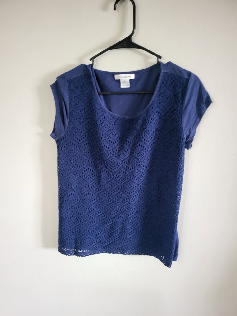 Women’s Liz Claiborne Lace Front Knit Top – Size Medium Great Shape